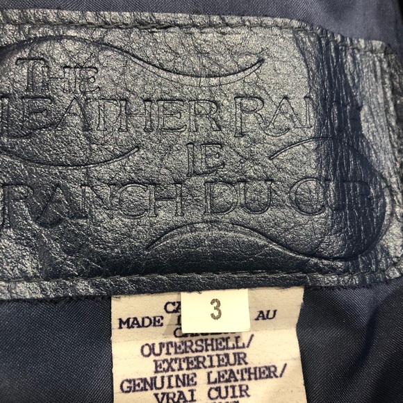 The Leather Ranch metallic blue leather skirt and jean style jacket - Picture 3 of 12